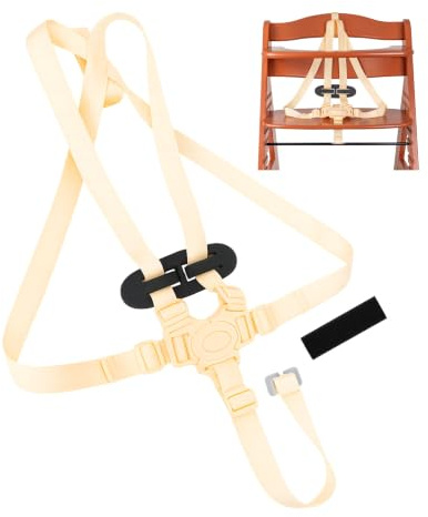 Hochstuhl 5-Punkt Gurtsystem, 1 Set, Beige, kompatibel mit Hauck Alpha, Beta, Stokke Tripp Trapp ohne Baby Set, roba Sit Up, Hochstuhlgurt mit Rückenfixierung