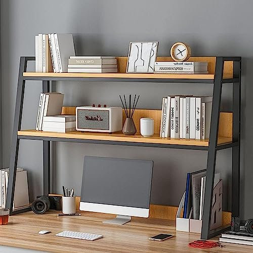Bücherregal für den Schreibtisch, 2-stufiges Bücherregal/- Computerschrank, Leiterregal mit Stahlrahmen, Computergestell, Lagerregal