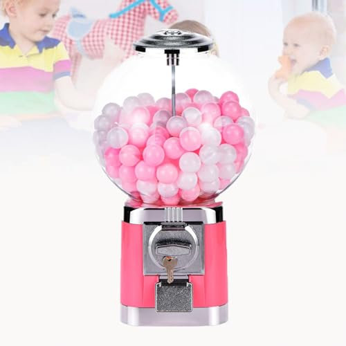 URJWAN Distributeur De Bonbons Vintage, Base en MéTal, Et MéCanisme De PièCes De Monnaie à Rotation Libre,pour Les Magasins De Jeux à Domicile Et Les Magasins De DéTail,Pink