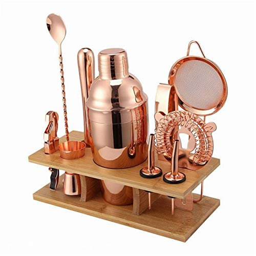UHJKLA Juego de coctelera, 11 Piezas, Kit de coctelera para Barman, para Mezclar Vino, Martini, Herramienta de Barra de Acero Inoxidable, Accesorios para be