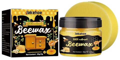 Veeteah Bienenwachsreiniger und Politur, Holzwachspolitur, 80 g Holzpolitur und Pflegemittel für Möbelreiniger, Möbelreiniger und Politur mit 1 Schwamm, Holzkratzer-Reparaturwachs für Holztüren