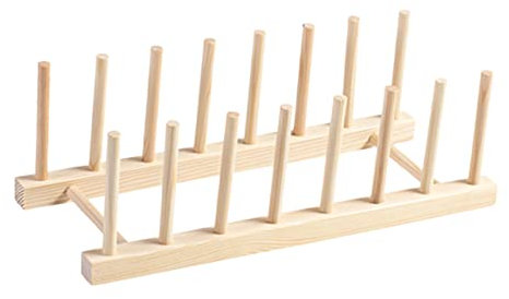 MOLUCKFU Solid Wood Dish Storage Rack Kitchen Draining Rack Multi-functional Plate Organizer for Kitchen Accessories Tools