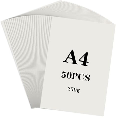 50 ark elfenben lerpapper A4,250 g/m² tonkartongpapper, A4-klippbokpapper, tjockt papper för tryck, saxskärpapper, pysselpapper för gör-det-själv kreativt vara och måla korttillverkning