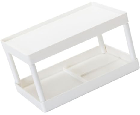GARIOUANS Doppellagiges Schreibtischregal Weiß Aufbewahrungsregal Für Schreibwaren Und Kleinteile Desktop Organizer Mit Zwei Ablagen 11.02 X 7.09 X 5.91 Zoll Für Zuhause Und Büro