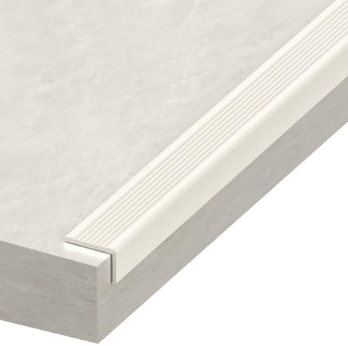 Perfil Angular De Aluminio para Escaleras, Antideslizante Borde De Esquina De Escalera de 2,4 mm de Grosor, 900 mm x 30 mm x 20 mm Perfil de Borde de Escalón para Interiores Exteriores(Beige)
