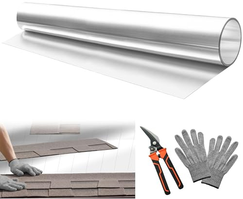 40'' x 50' Aluminum Flashing Roll, 0.3mm Thickness Metal Roof Flashing Roofing Panels for Sealing Windows Doors Siding Roofing Stains Moss and Mildew Prevention