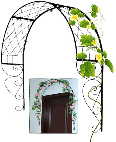 Enrejado de hierro forjado montado en la pared para plantas trepadoras, marco negro para trepar plantas y soporte de flores para soporte de jardín y persiana de ventana.