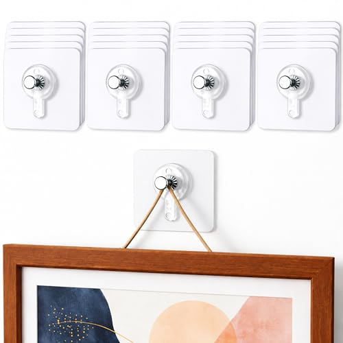 20 UDS Ganchos para Colgar Cuadros sin Agujeros – Cuelga Fácil para Pared sin Clavos – Colgador Adhesivo sin Taladrar Pared para Decoración