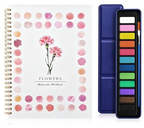 Livre Aquarelle,Kit Aquarelle,Peintureaquarelle + 1 Styloaquarelle(Fleur) | Cahier D'exercices D'aquarelle pour Débutants,Convient aux Débutants et aux Artistes,pour Enfants,Adultes et Adolescents