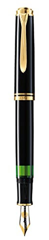 Pelikan Füllhalter Souverän 400, Schwarz, Feder B (breit), hochwertiger Kolbenfüller im Geschenk-Etui, 994798