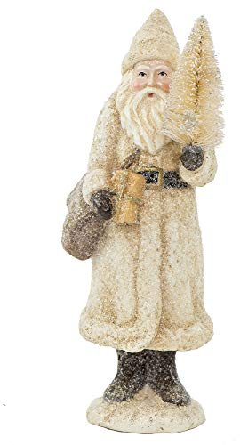 RAZ Imports Glittered Resin Santa Figure (White)