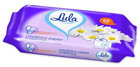 LULA Sanftes Feuchtes Toilettenpapier, Hygienepapier Mit Kamillenextrakt, 60 Stk., Wc Papier Weißes Papier