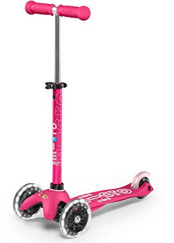 Micro® Mini Deluxe LED | Patinete Infantil Premium 3 Ruedas con Luces LED sin Pilas| Manillar Ajustable y Desmontable | Plataforma Antideslizante | Giro por Inclinación | Niños y Niñas | +2 Años