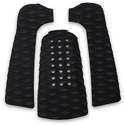 OKBY Surfboard Traction Pad, 3Pcs Surfing Surfboards Anti-Slip Tailpad Deck Grip Surfing Accessories for Shortboards, Longboards & Skimboards(Black)