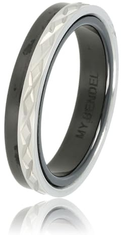 My Bendel - Duo-Ring aus schwarzer Keramik mit silbernem Kreuzmotiv- Keramikring mit einzigartiger Gravur für Frauen - Beibt schön - mit Luxuriösen Geschenkverpackung
