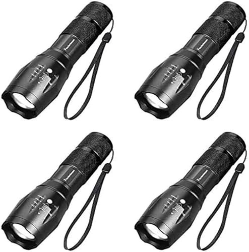 POCKETMAN Linterna táctica de la antorcha LED de bolsillo Super brillante 2000 lúmenes Antorcha LED de bolsillo de la linterna portátil de Foco ajustable Zoomable con 5 modos de luz (4 pack)
