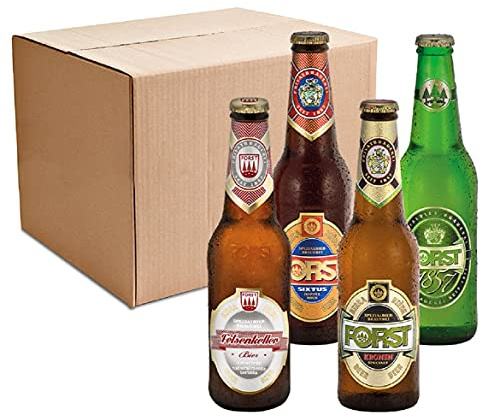 FORST Set 24 Bottiglie da 33 cl Degustazione Birra Forst Felsenkeller 1857 Kronen Sixtus Italiana Luppolo Malto Artigianale, Birra Forst 24 Bottiglie - 7,92 Litri