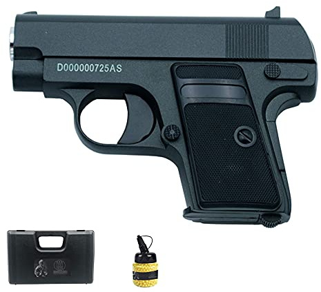 Pistolet Galaxy G9 en métal (Ressort) | Mini Pistolet Airsoft (Billes en Plastique de 6 mm) + Mallette en PVC + Flacon de munitions [Puissance : 0,43 Joules]