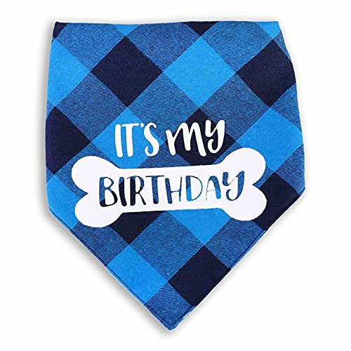 Monkimau Hundehalstuch für große Hunde - Halstuch Hund Geburtstag (blau)