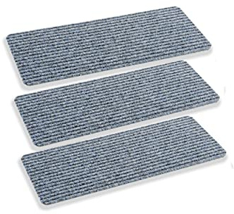 Schmale rutschfeste Fußmatte innen pflegeleicht - Silber 3er Set 25 x 60cm | Langlebige Schmutzfangmatte strapazierfähig Türmatte wasserabweisend Fußabtreter antistatisch Schuhparkplatz schmutzabweisend