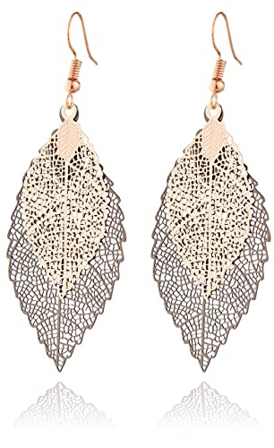 Selia farbenfrohe Sommer Trend Ohrringe in Blatt Optik - Elegant floral hängende BOHO Hängeohrringe - Natürliche bunte Hippie Beach Earrings für Damen (Shiny Boho)