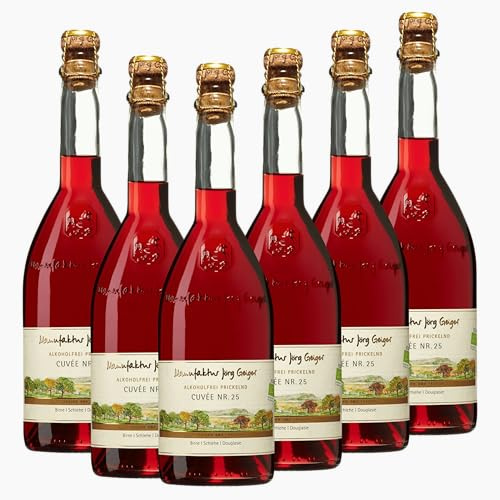 Jörg Geiger Bio Cuvée Nr. 25 Alkoholfrei | Sekt ohne Alkohol 6er-Paket | prickelnd, fruchtig und ideal zum Anstoßen | Alkoholfreier Genuss mit feiner Perlage | feine Perlage