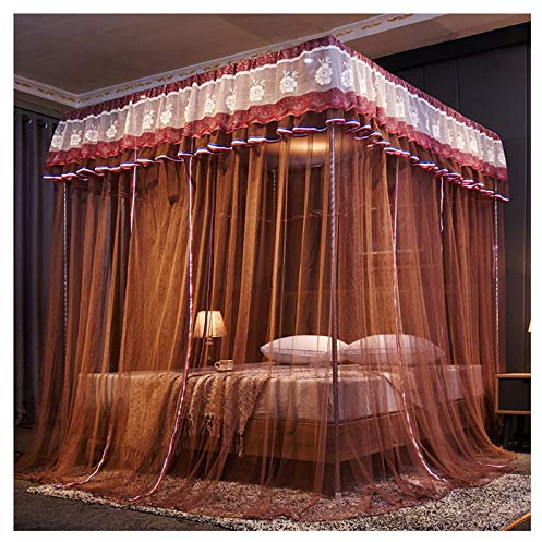 BUJOG Luxus-Prinzessin, 3 seitliche Öffnungen, Himmelbett-Vorhang, Baldachin, Moskitonetz, Netz für Mädchen bis King-Size-Betten, einfaches Installationssystem (Größe: 180 x 220 x 200 cm, Farbe: A