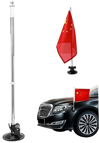 HoveeLuty Telescopic Flag Pole Car Flag Pole Holder with Air Suction Mount Outdoor Suction Cup Flag Holder for Car Truck Boat and Vehicle