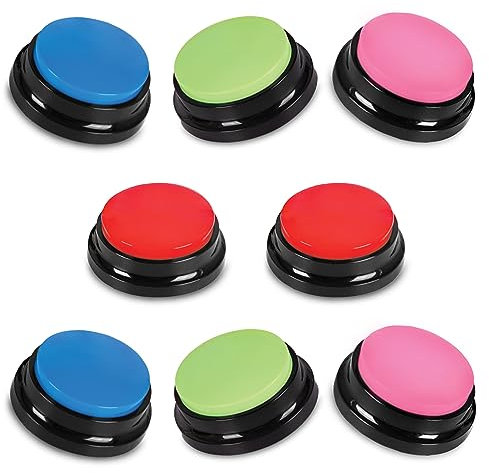 SUHSAI Hunde-Buzzer mit Aufnahmefunktion – Intelligenzspielzeug für Hunde, Sprachtasten zum Sprechen, Summer mit Ton, 30 Sekunden Aufnahme, Dog Talk-Taste – 8er-Pack