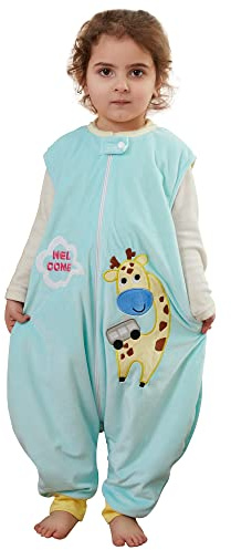XQ&XG Baby Schlafsack mit Füßen 1.5 Tog,Babyschlafsack mit Beinen,Kinderschlafsack für mädchen und Junge,Giraffe,5-6 Jahre