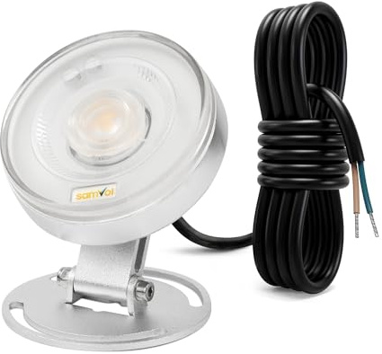 Samvol LED Underwater Pond Light, Heavy Duty Aluminum 12V 3000K Warm White IP68 Waterproof Fountain Light, Landscape Lamp for Swimming Pool, Fountain, Waterfall, Pond and Grass Land (6, Watts)