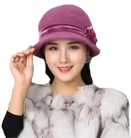 SaoBiiu Fedoras Fellmütze für Damen, für Herbst und Winter, legere Kappe, einfarbig, Glockenhut, warme Fedora-Hüte, 3, Einheitsgröße
