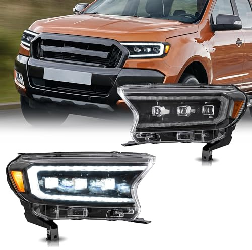 VLAND Bernstein Scheinwerfer-Komplettsets Kompatibel mit Ford Ranger T6 T7 T8 XL XLT Wildtrak 2015-2021 Frontlichter, Paar (gelb)