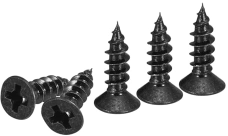 DTGN 200Pcs M3.5x12mm Flat Head Wood Screws, Carbon Steel Phillips Self Tapping Screws - Good for Woodworking, Furniture - Black