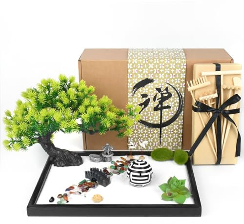 Artcome Jardin de sable zen pour bureau – Accessoires de thérapie de méditation – Outil de relaxation – Coffret