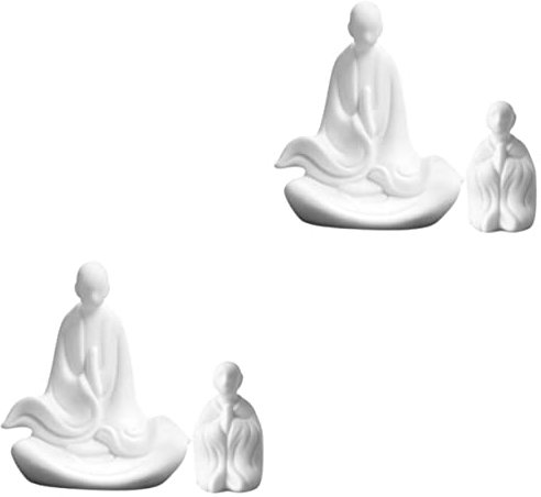 ABOOFAN 4 Stück Buddha-Ornamente die chinesen Buddhismus im Zen-Stil Zen- -Figur schmücken Couchtischdekoration kleine Mönchsskulptur kleine Mönchsfigur praktisch Buddha-Statue