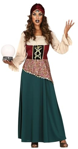 FIESTAS GUIRCA | Disfraz de Zíngara y Vidente (44-46/XL) - Vestido y Gorro - Disfraces de Halloween, Carnaval y Fiestas de Disfraces para Adultas - Ideal para Celebraciones Místicas y Esotéricas