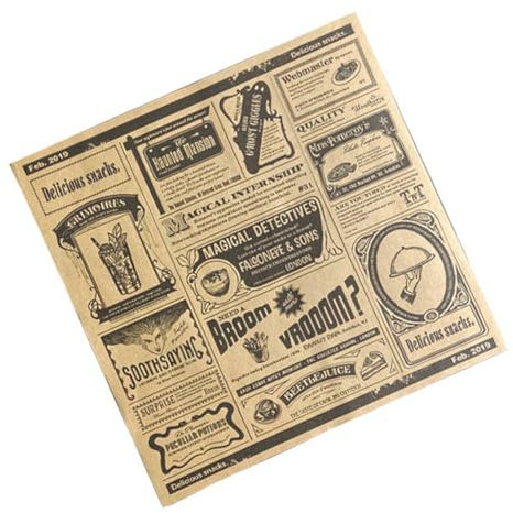 melairo 200 PièCes Papier Journal Anglais Papier Sulfurisé Papier Snack Papier Absorbant L' Frites Papier d'emballage Sandwich, Jaune