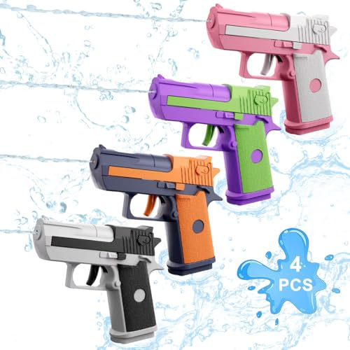 JRDFHT Wasserpistole, 4 Stück, für Kinder, mit 10 Meter Reichweite, für Sommer, Pool, Strand, Party