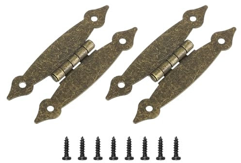 QUARKZMAN 2pz Cerniera a H Cerniera Piatta Metallo Cerniera per Porta Armadio Cerniera per Montaggio a Incasso Viti per Porta Armadio, 3.5x1.5 Pollici Oro