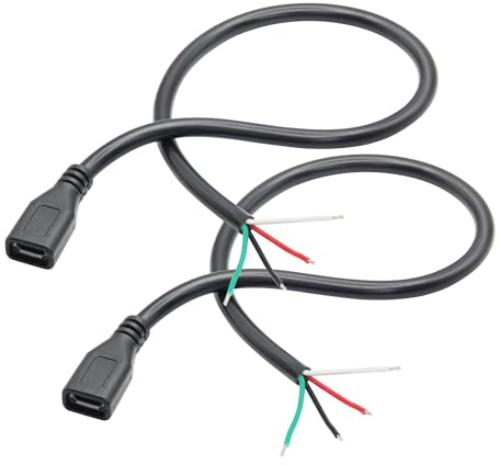 Riertostng Kurze Micro USB Buchse zu 4 Pin Bare Wire 11inch, Buchse Stecker 5V/3A 4 Pin Pigtail Wire Open End Strom und Daten Kabel, für Geräte Installiert oder Ersatz Reparatur DIY Kabel