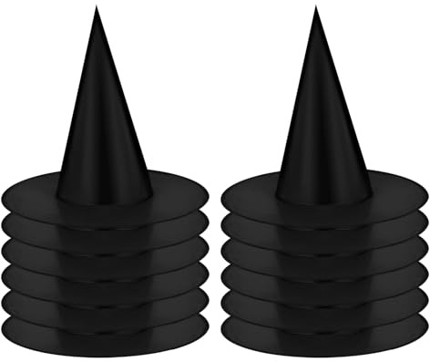 CZMAO Hexenhut 12 Stück Schwarz Hexenhut Halloween Hexenhuts Zauberhut für Kinder Party Hüte Kostüm Cosplay Hexen Zubehör für Karneval Cosplay KostüMparty Halloween(15x14 zoll)