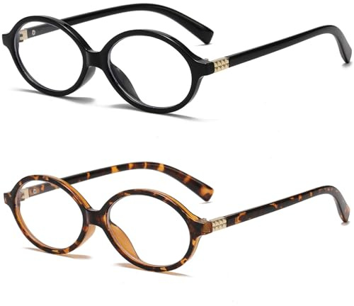 Breaksun Modische ovale Brille für Damen und Herren, Retro, oval, Schildkrötenrahmen, blaues Licht, kleine Nerdbrille