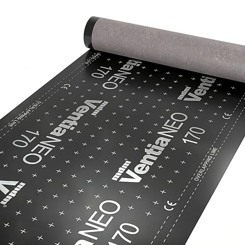Decket Dachfolie Ventia Neo T 170 g, Unterspannbahn 15 m², 2-lagige Unterdeckbahn gegen Feuchtigkeit, Wind, Regen & Schnee, Diffusionsoffen, Wasserdicht & UV-beständig, mit 1 Selbstklebekante