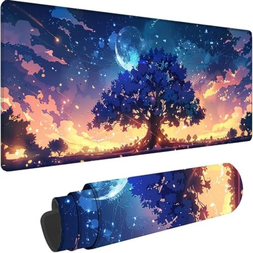Mousepad xxl 1200x600 mm, Rosa Mauspad Baum Des Lebens Großes Mauspad Gaming mit Motiv, Genähte Kante Tischunterlage Large Size, Verbessert Präzision und Geschwindigkeit, Wasserdicht Mouse Pad R-z