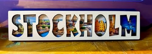 Stockholm Souvenir Magnet aus Holz mit Schriftzug, Schweden Kühlschrankmagnet, Stockholm Geschenk, Reiseandenken aus Stockholm, Schweden Souvenir. STC01
