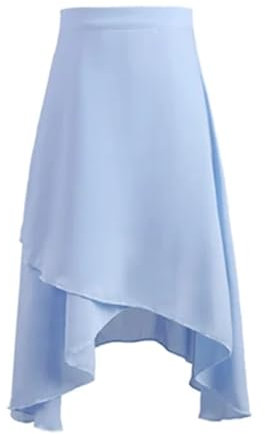 MOHUIED Ballettrock MäDchen Chiffon Ballett Ballettrock for Damen, lang, Wickelrock aus Chiffon, mit Schnürung, Ballett-Tutu, Skate-Rock, Ballerina, Tanzbekleidung(Light Blue)