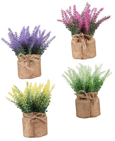 Ciieeo Schickes Und Pflegeleichtes Lavendel-Bonsai-Set 4-teilig Perfekt Fürs Büro