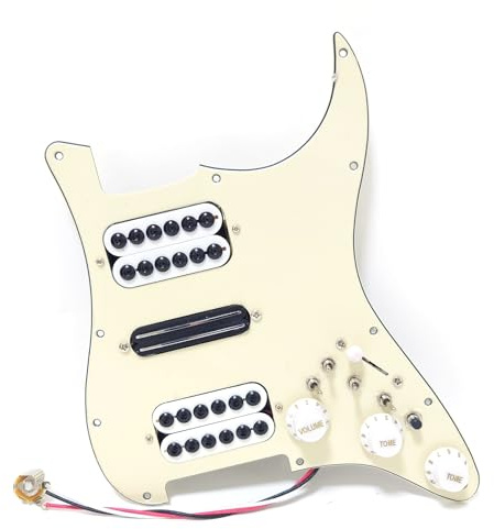 Vorverdrahteter Strat Pickguard mit Spulenteilung, Humbucker Tonabnehmer Set für Fender USA/Mexiko Stratocaster Ersatzteile (Beige)