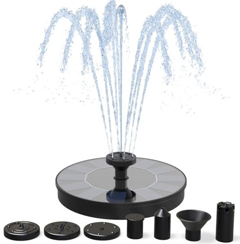 AISITIN 3W LED Solar Springbrunnen für Außen mit Akku,Solar Schwimmender Fontäne Pumpe mit Verschiedene Sprüh Effekten,mit Kristallkugel,Solarbrunnen für Draussen für Garten,Teich